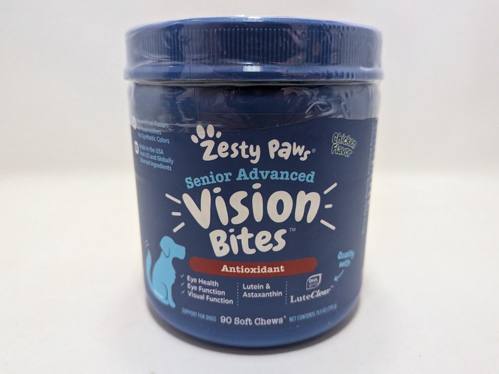 Zesty Paws Senior Vision Bites- Daily Eye Care Soft Chews for Dogs (90 Ct)